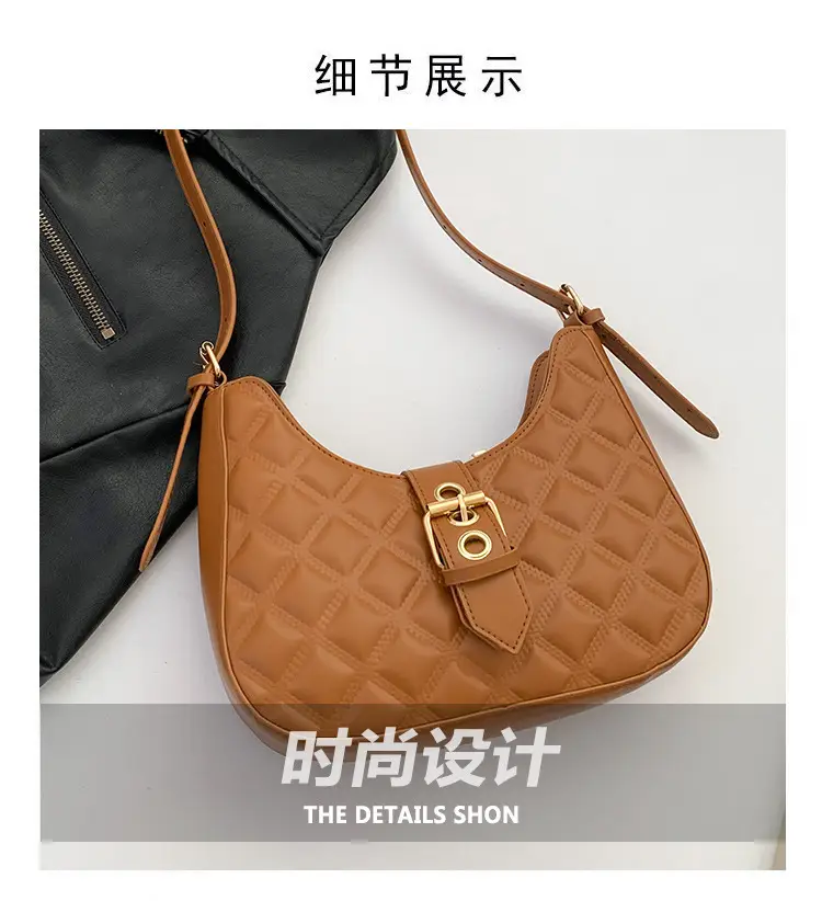 Black Rhombus Embroidery Shoulder Bag for Women — feature 2