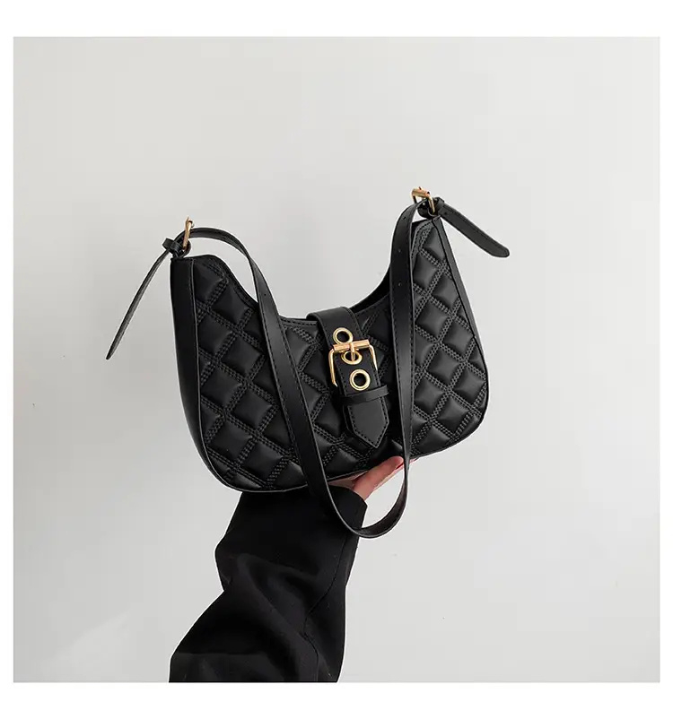 Black Rhombus Embroidery Shoulder Bag for Women — feature 31