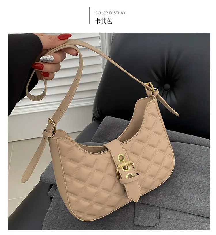 Black Rhombus Embroidery Shoulder Bag for Women — feature 36