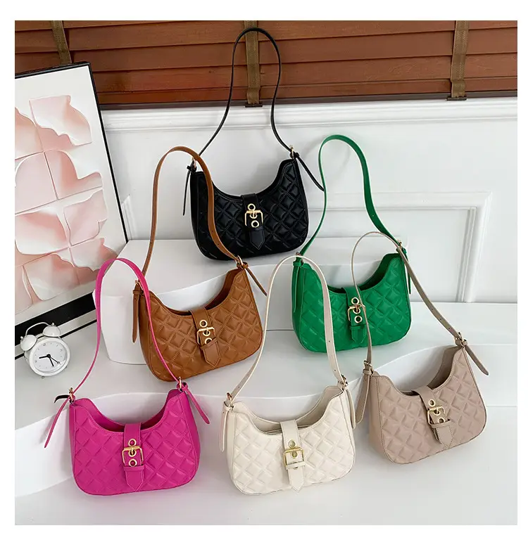 Black Rhombus Embroidery Shoulder Bag for Women — feature 39