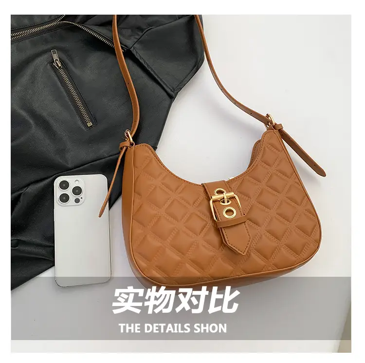 Black Rhombus Embroidery Shoulder Bag for Women — feature 5