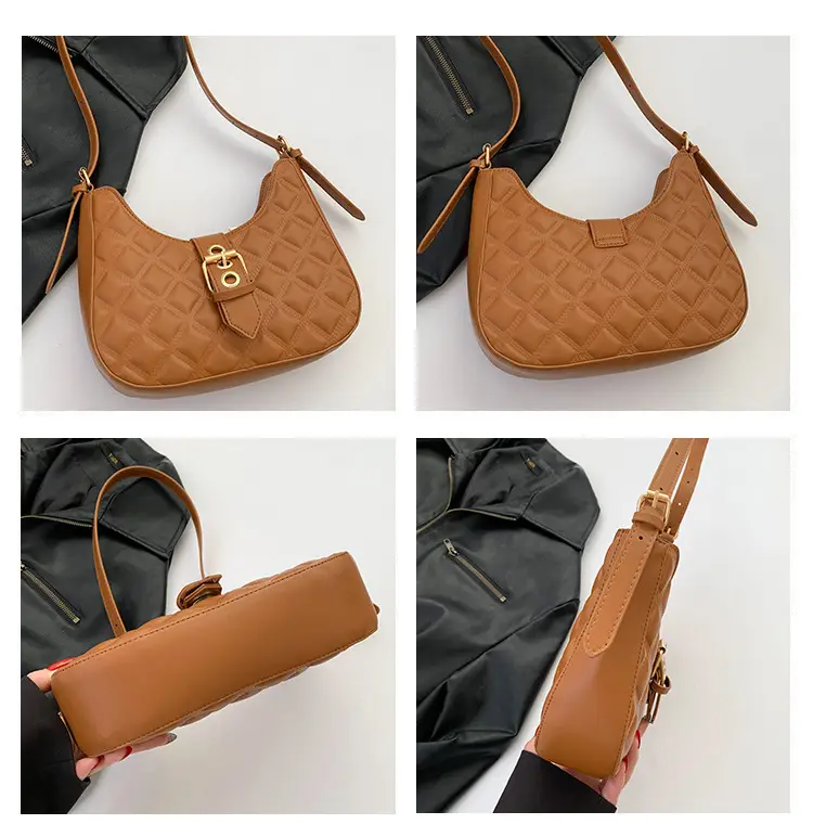 Black Rhombus Embroidery Shoulder Bag for Women — feature 7