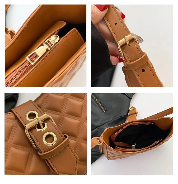 Black Rhombus Embroidery Shoulder Bag for Women — feature 8