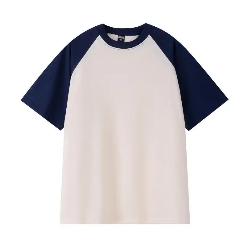 Spring 260g Cotton Raglan Sleeve T-Shirt Navy Pink - Image 10