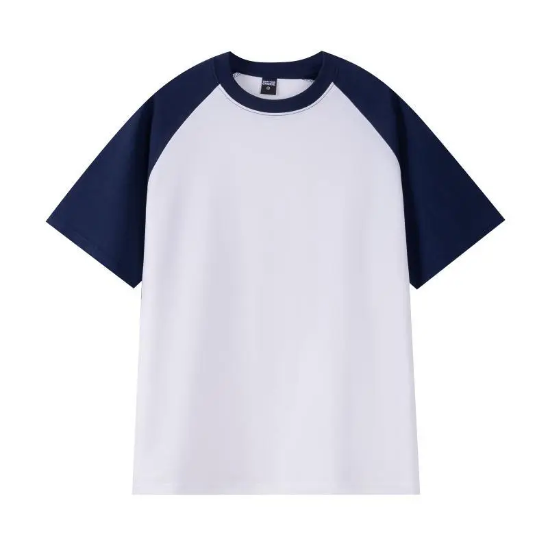 Spring 260g Cotton Raglan Sleeve T-Shirt Navy Pink - Image 12
