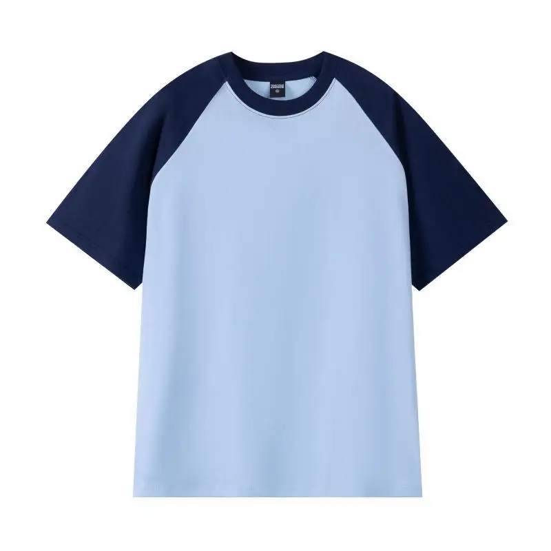 Spring 260g Cotton Raglan Sleeve T-Shirt Navy Pink - Image 5