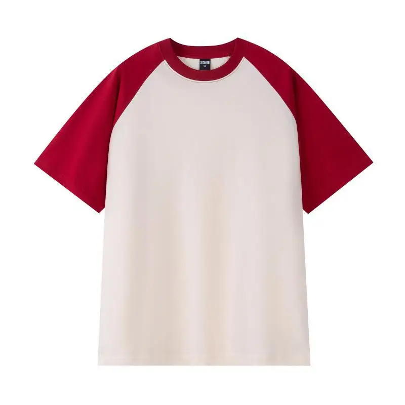 Spring 260g Cotton Raglan Sleeve T-Shirt Navy Pink - Image 6