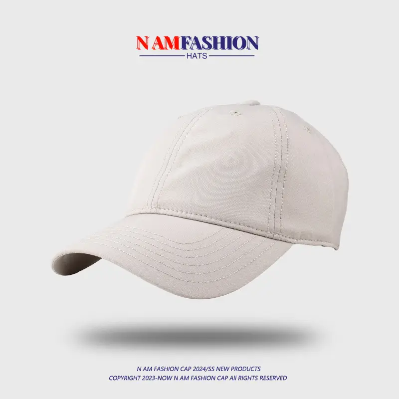 Women Beige Baseball Cap No Back Wide Brim - Image 9