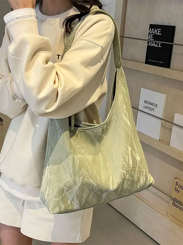 Women's Ivory Leather Tote Bag Large Capacity Shoulder Bag - Image 8