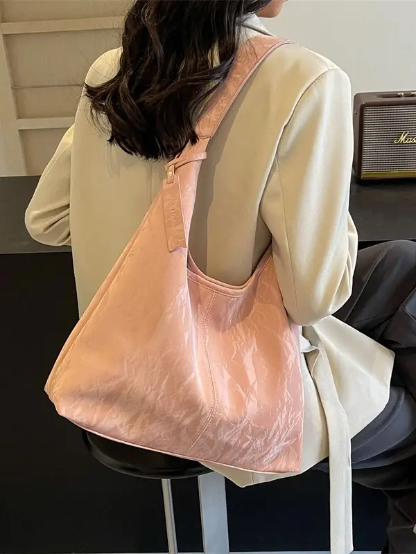 Women's Ivory Leather Tote Bag Large Capacity Shoulder Bag - Image 9