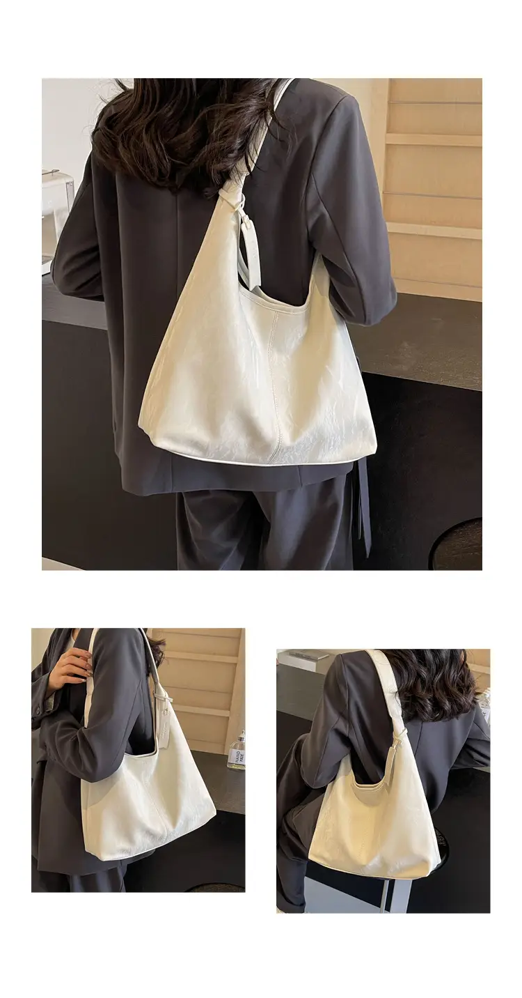 Women's Ivory Leather Tote Bag Large Capacity Shoulder Bag — feature 15