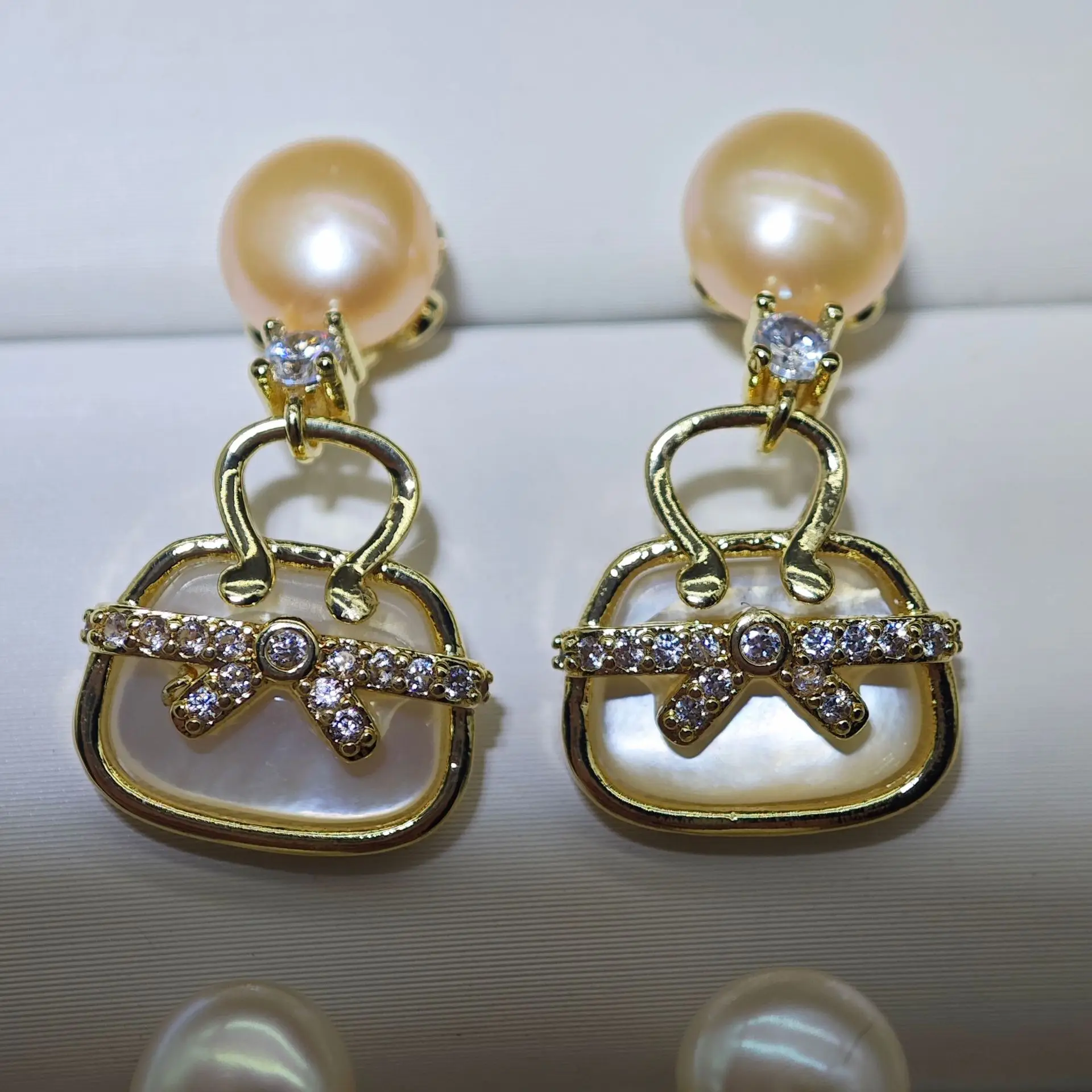 S925 Pearl Butterfly Earrings Fishtail Design - Image 2