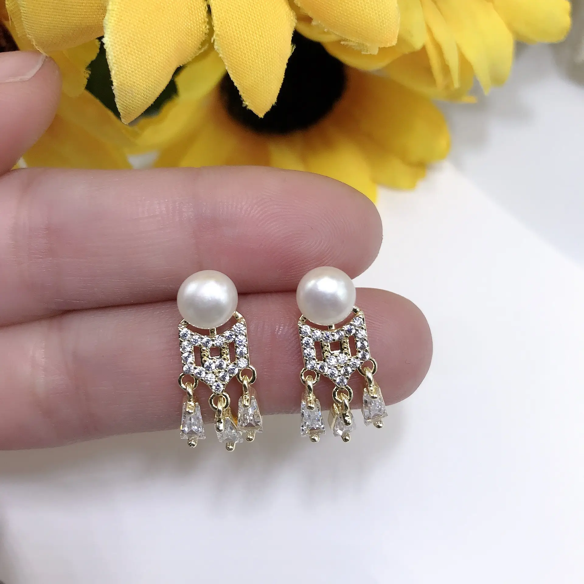 S925 Pearl Butterfly Earrings Fishtail Design - Image 8