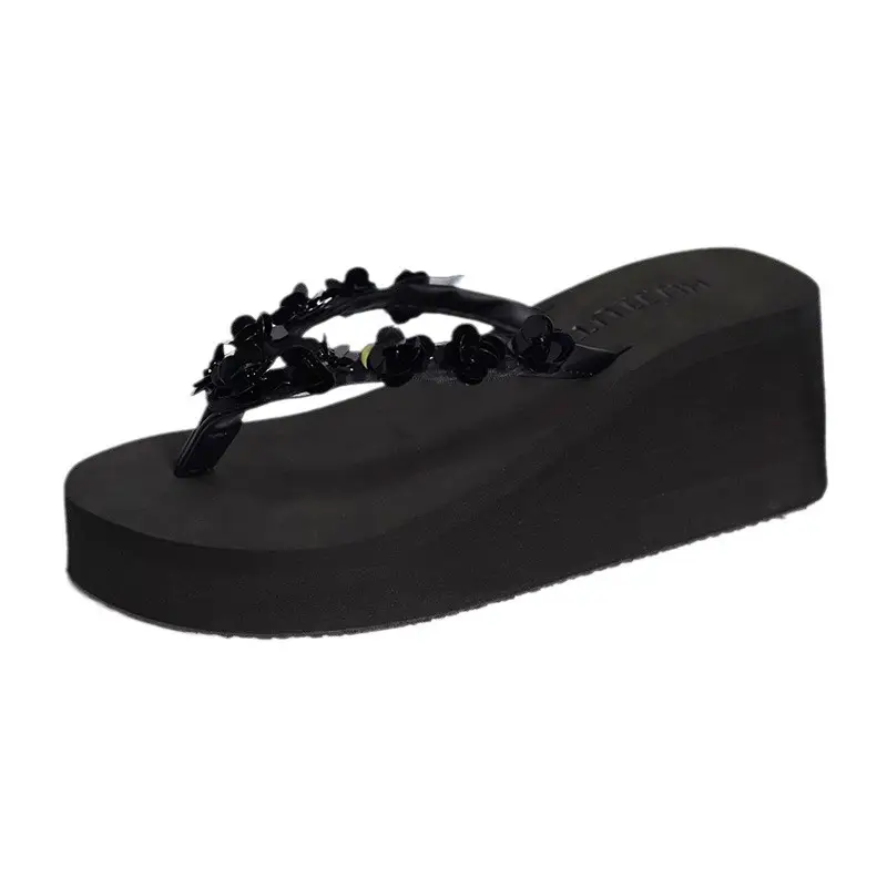High heel flip-flops women's thick-soled outdoor wear summer fashion non-slip flip-flops seaside beach shoes high heel women's sandals - Image 12
