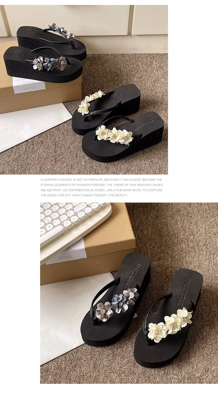 High heel flip-flops women's thick-soled outdoor wear summer fashion non-slip flip-flops seaside beach shoes high heel women's sandals — feature 16