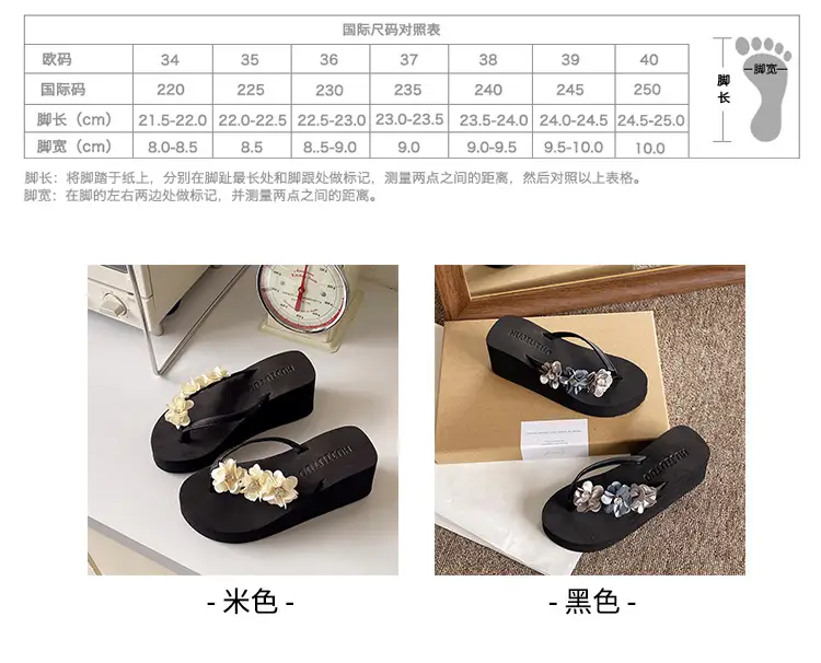 High heel flip-flops women's thick-soled outdoor wear summer fashion non-slip flip-flops seaside beach shoes high heel women's sandals — feature 3