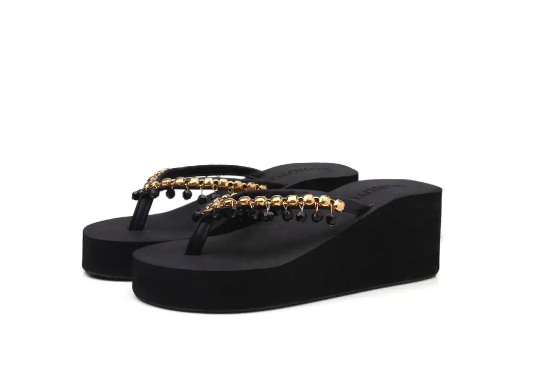 High heel flip-flops women's thick-soled outdoor wear summer fashion non-slip flip-flops seaside beach shoes high heel women's sandals - Image 7