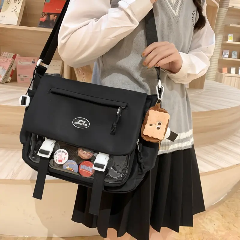 Beige Messenger Bag for Men Large Capacity Sports Shoulder Bag - Image 9