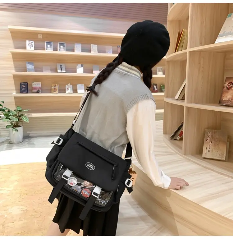 Beige Messenger Bag for Men Large Capacity Sports Shoulder Bag — feature 20