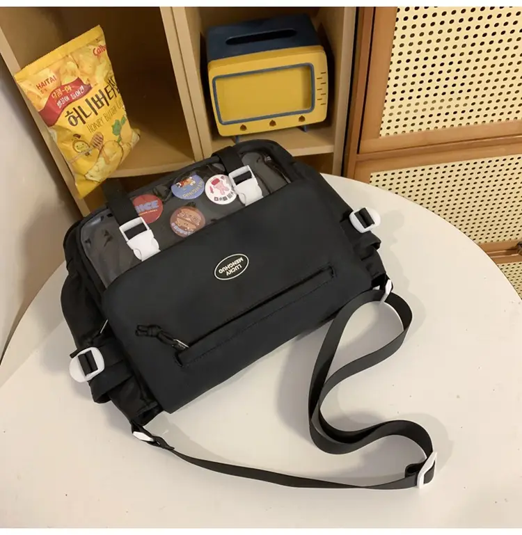 Beige Messenger Bag for Men Large Capacity Sports Shoulder Bag — feature 49