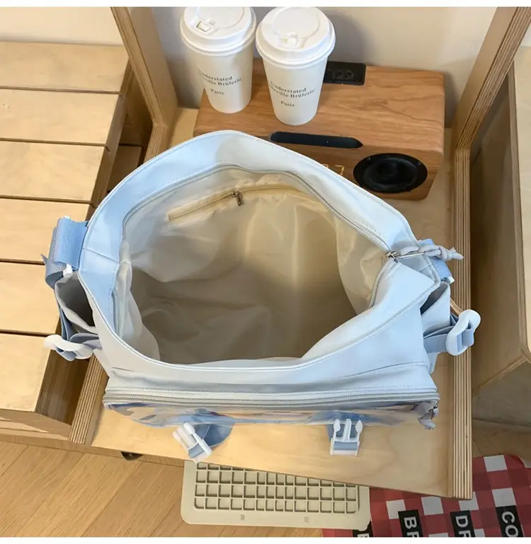 Beige Messenger Bag for Men Large Capacity Sports Shoulder Bag — feature 59