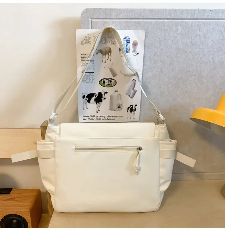 Beige Messenger Bag for Men Large Capacity Sports Shoulder Bag — feature 62