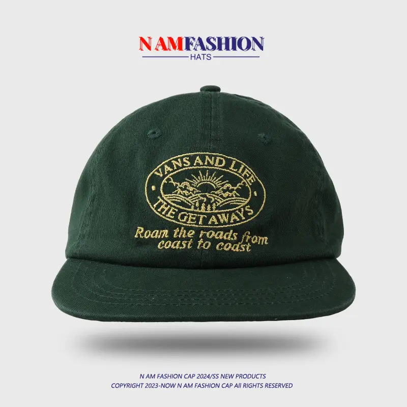 2024 Green Flat Brim Retro Baseball Cap Men Women — feature 10