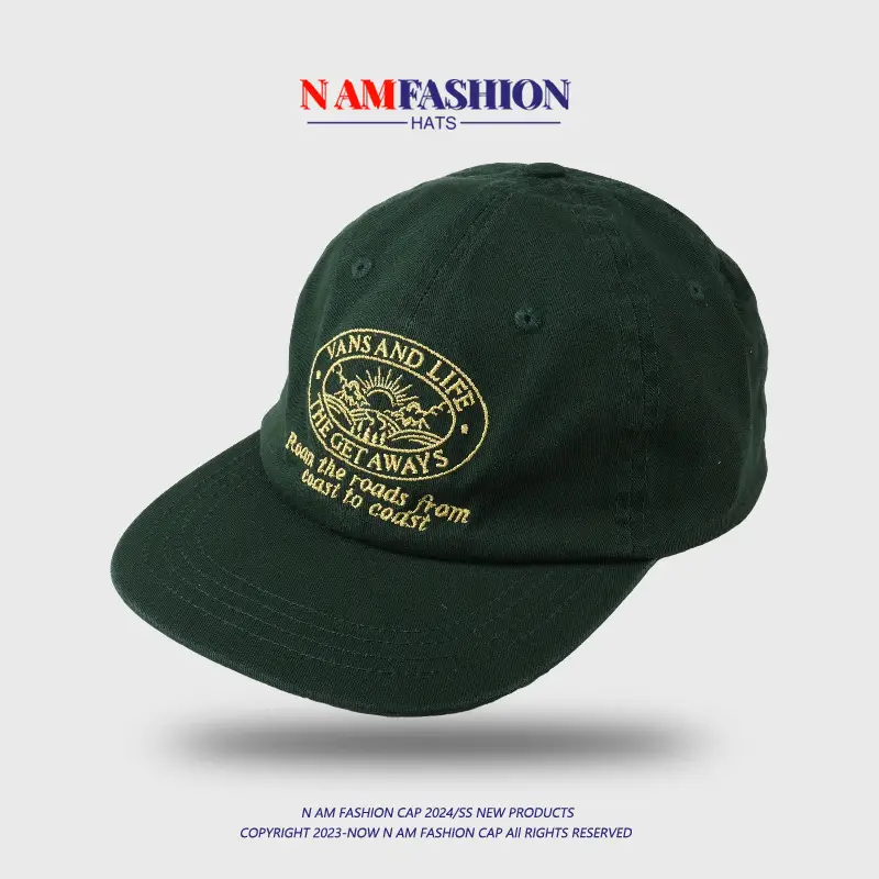 2024 Green Flat Brim Retro Baseball Cap Men Women — feature 4