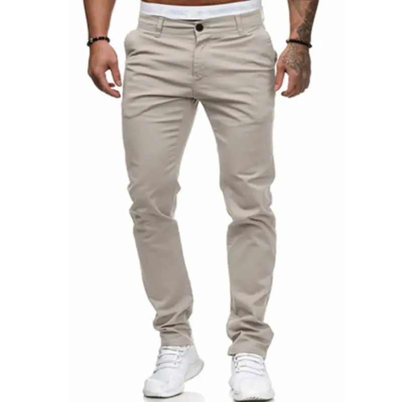 Men's Slim Fit Pink Casual Trousers Spring Autumn - Image 17