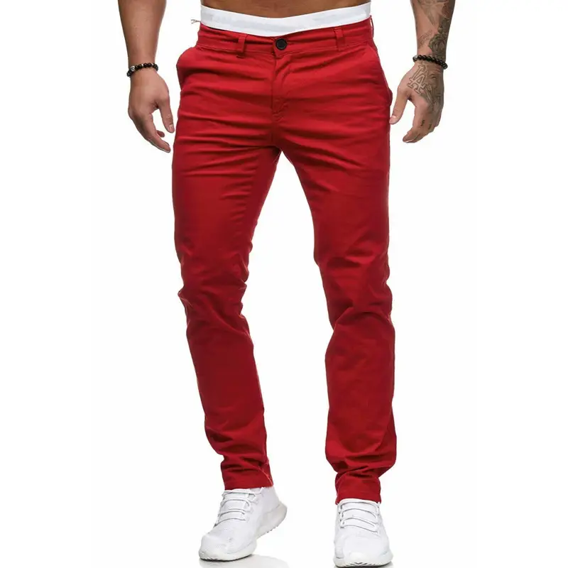 Men's Slim Fit Pink Casual Trousers Spring Autumn - Image 19