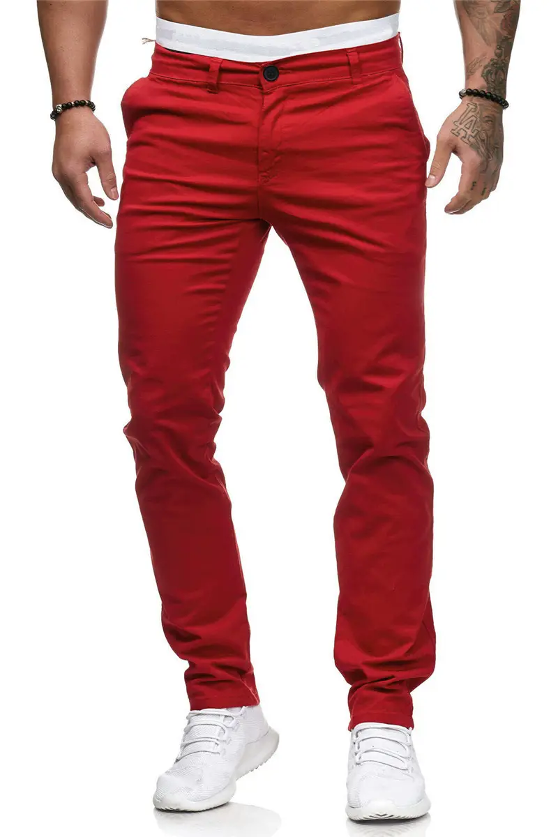 Men's Slim Fit Pink Casual Trousers Spring Autumn — feature 10