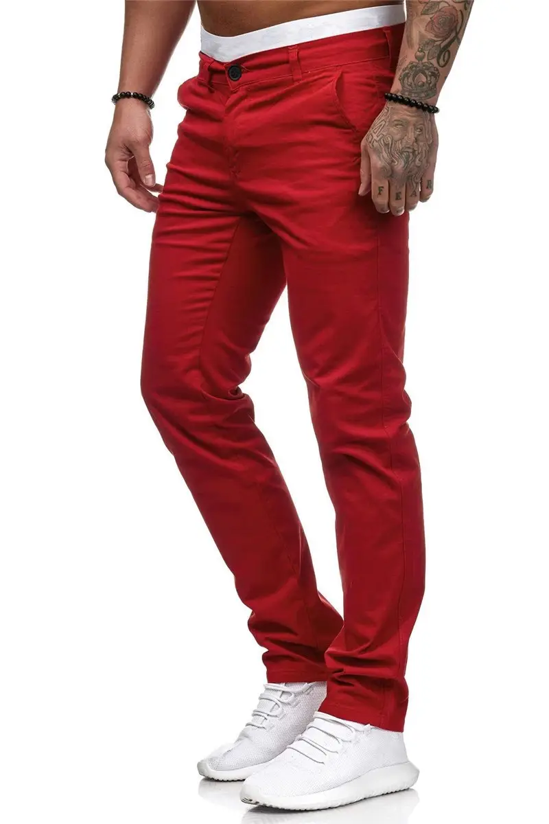 Men's Slim Fit Pink Casual Trousers Spring Autumn — feature 11