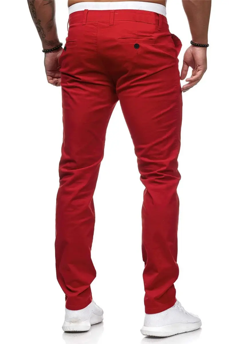 Men's Slim Fit Pink Casual Trousers Spring Autumn — feature 12