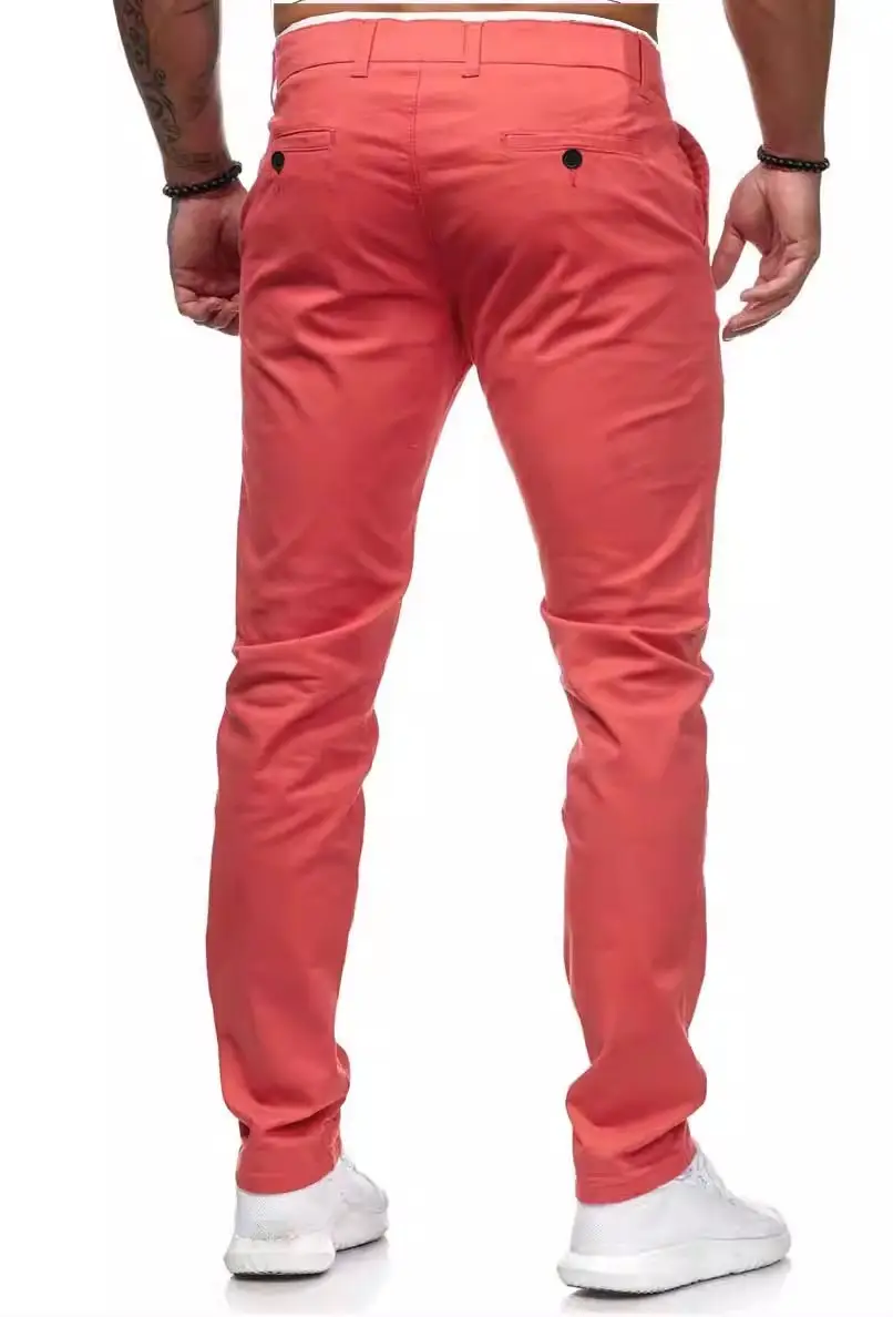 Men's Slim Fit Pink Casual Trousers Spring Autumn — feature 18