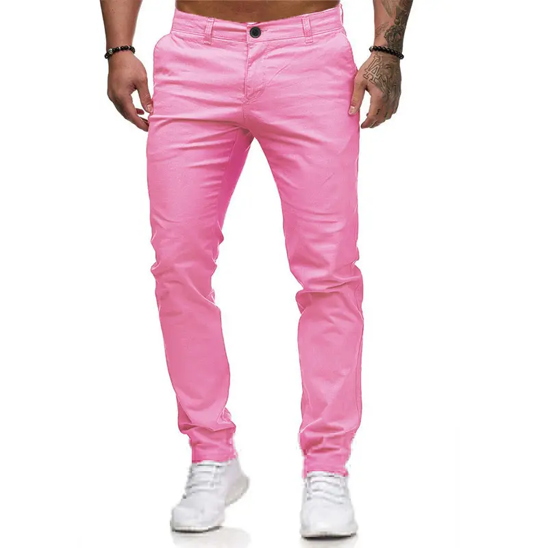 Men's Slim Fit Pink Casual Trousers Spring Autumn — feature 21