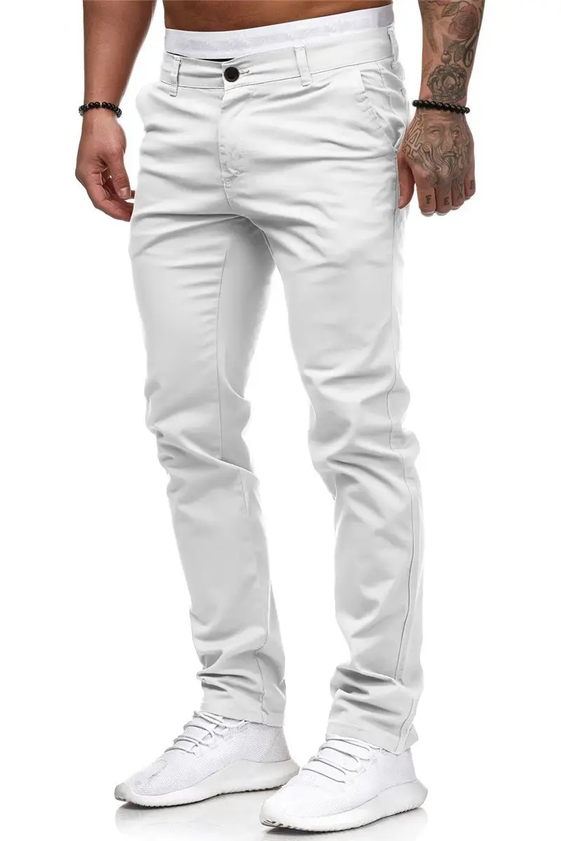 Men's Slim Fit Pink Casual Trousers Spring Autumn — feature 3