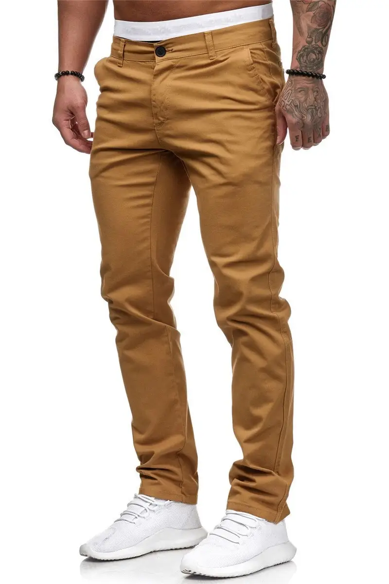 Men's Slim Fit Pink Casual Trousers Spring Autumn — feature 9