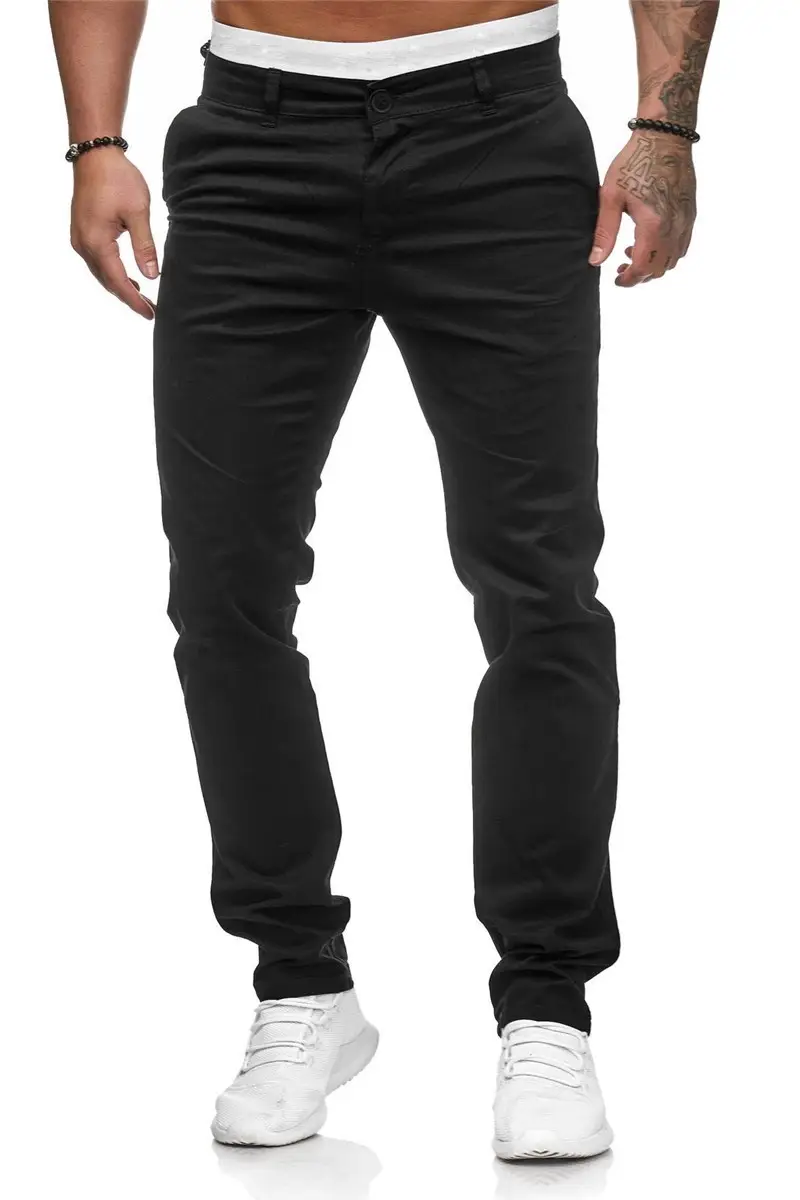 Men's Slim Fit Pink Casual Trousers Spring Autumn - Image 5