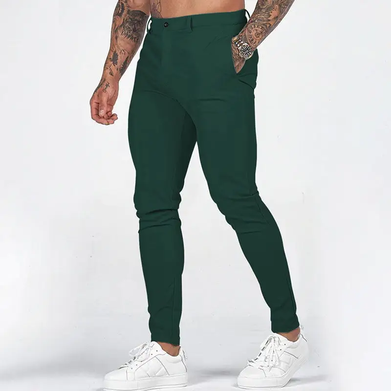 Men's Slim Fit Pink Casual Trousers Spring Autumn - Image 11