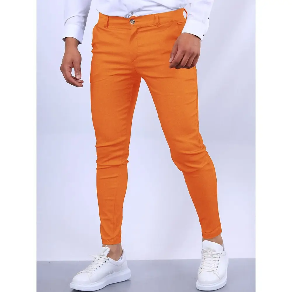Men's Slim Fit Pink Casual Trousers Spring Autumn - Image 12