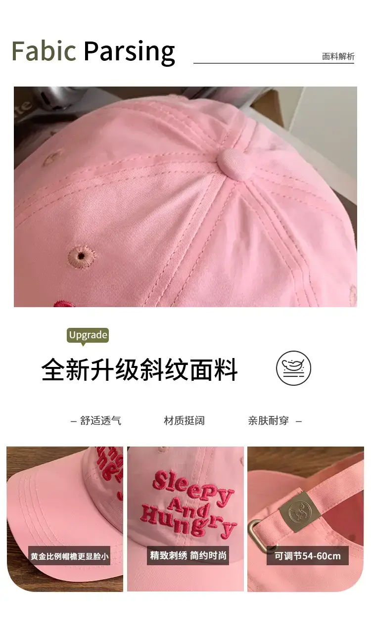 Sleepy And Hungry Blue Embroidered Cap for Women — feature 4