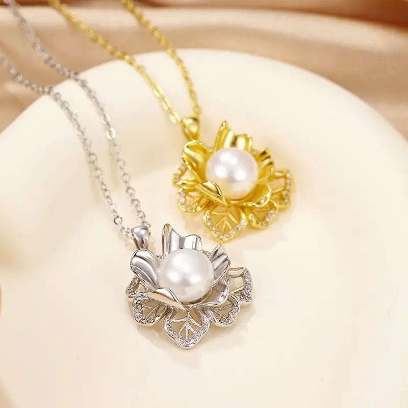 2024 Pearl Pendant with Retro Flower Design - Image 2