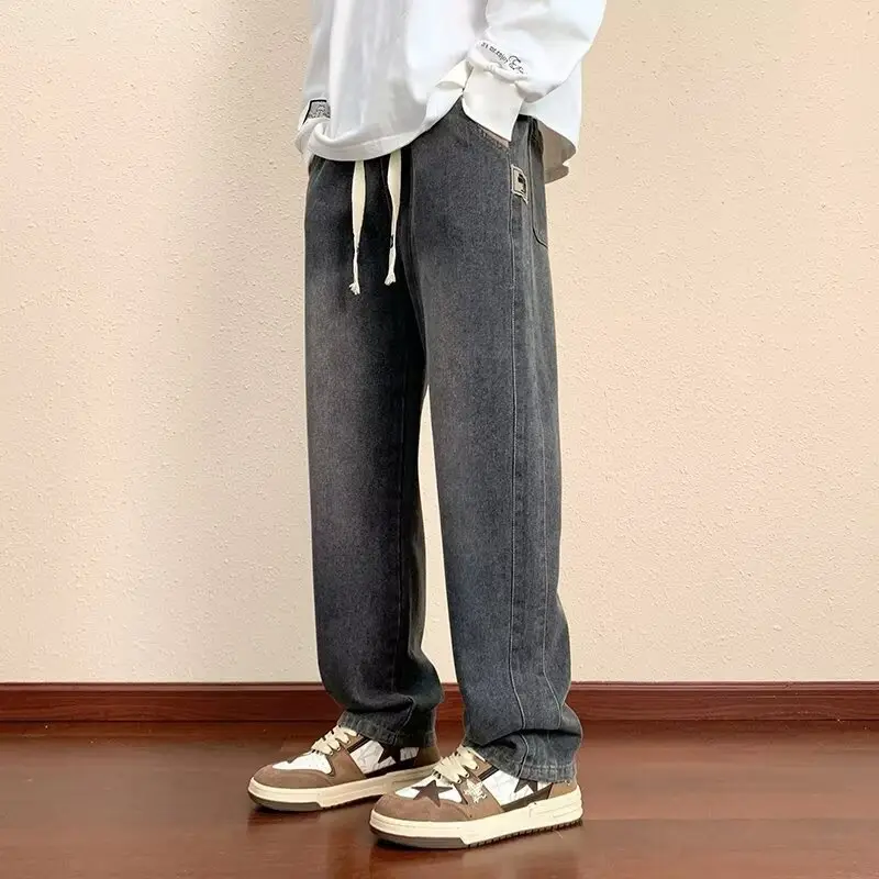 Men's Retro Denim Wide Leg Jeans Loose Straight Casual — feature 8