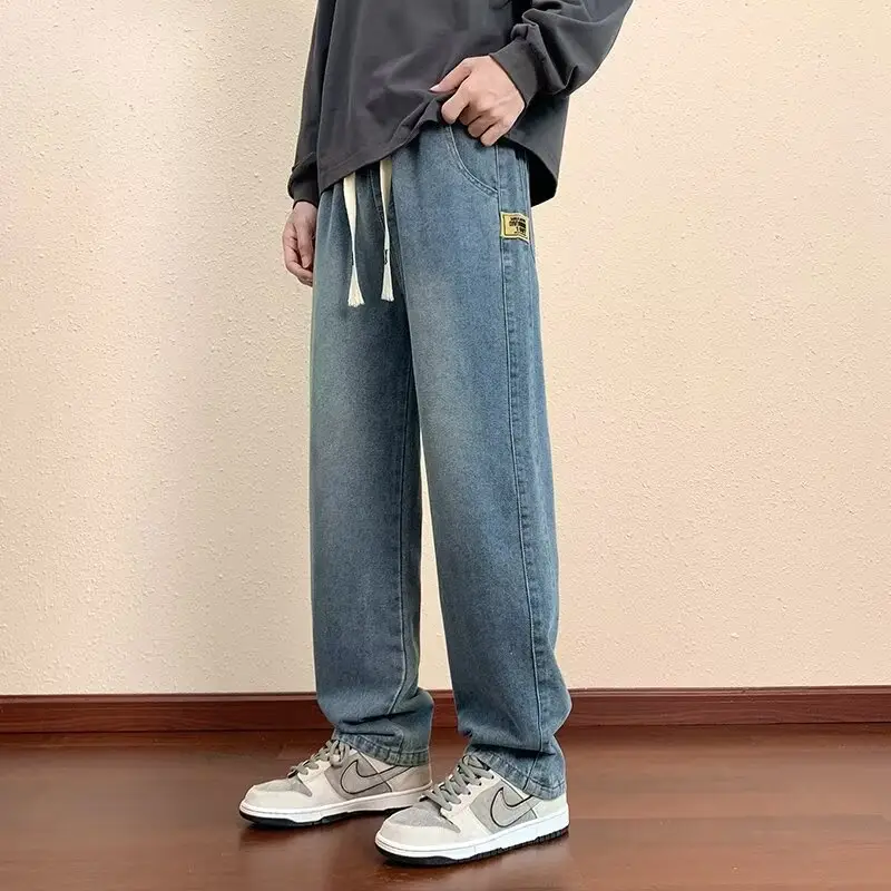 Men's Retro Denim Wide Leg Jeans Loose Straight Casual - Image 2