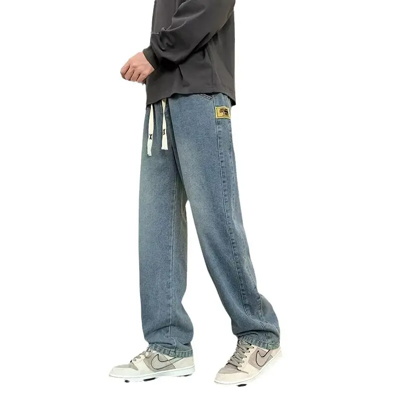 Men's Retro Denim Wide Leg Jeans Loose Straight Casual - Image 5