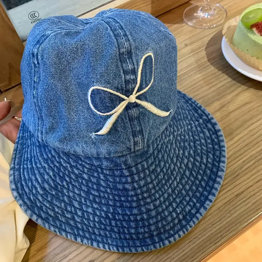 Blue Bow Embroidered Women's Bucket Hat - Image 7