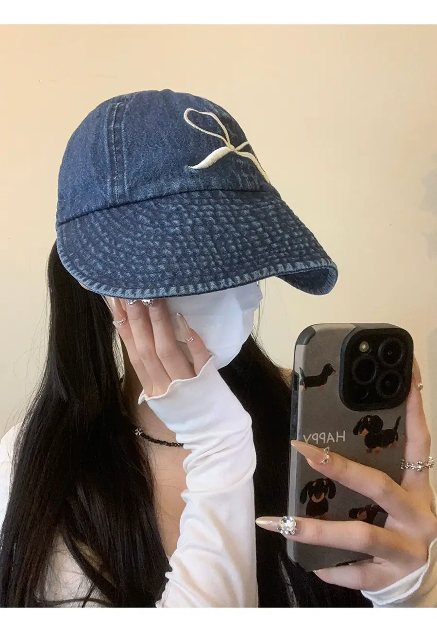 Blue Bow Embroidered Women's Bucket Hat — feature 3