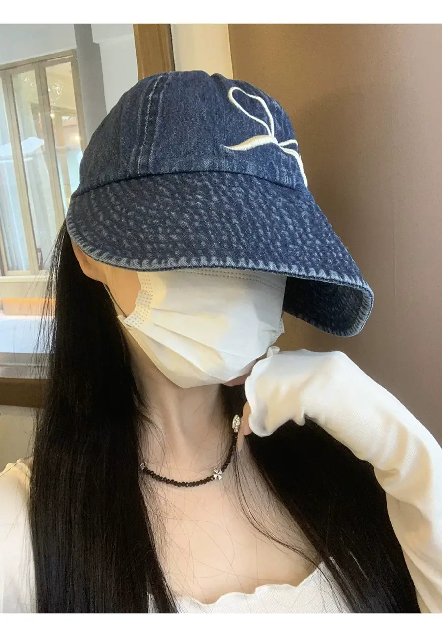 Blue Bow Embroidered Women's Bucket Hat — feature 4