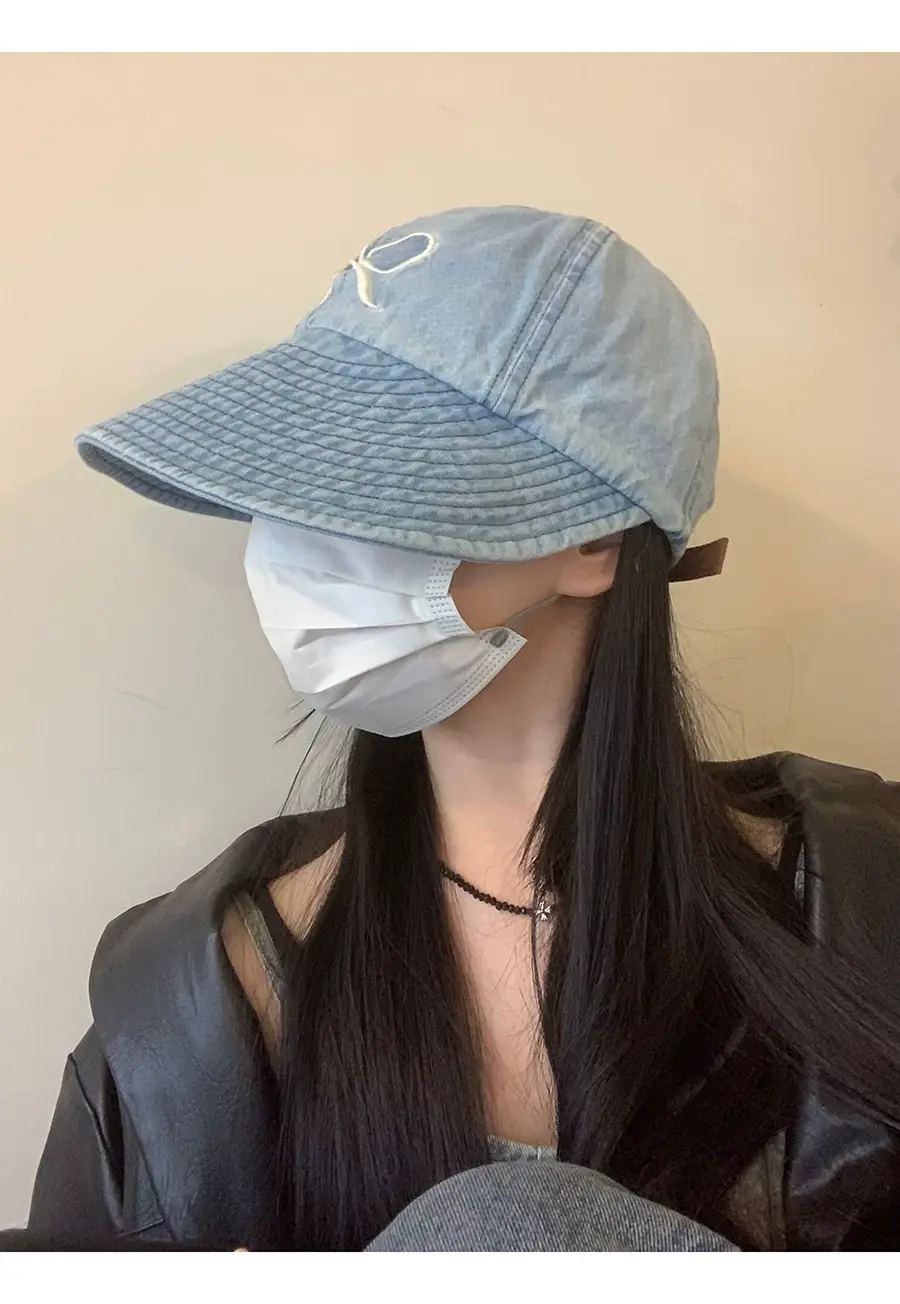 Blue Bow Embroidered Women's Bucket Hat — feature 7