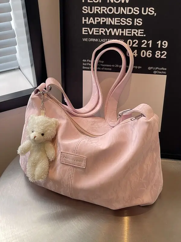 Green Faux Fur Shoulder Bag for Women - Image 6